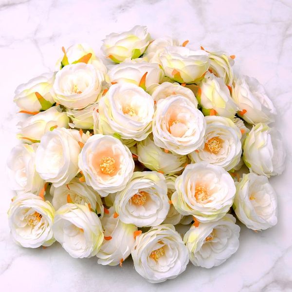 

30pcs7cm artificial silk flowers heads for wedding decoration white rose diy wreath gift box scrapbooking craft fake flo jllkoo