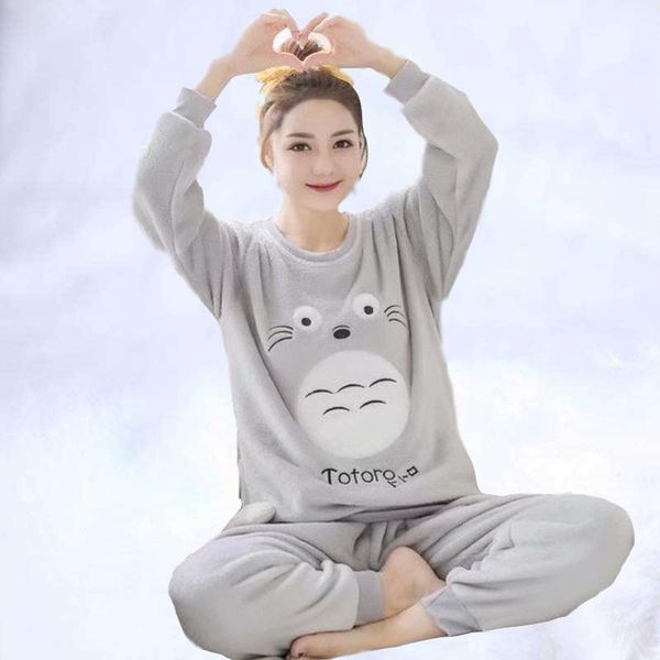

2019 pajama sets autumn and winter long sleeve cartoon sleepwear women pajama animal pants sleepwear cotton pijama for women1, Black;red