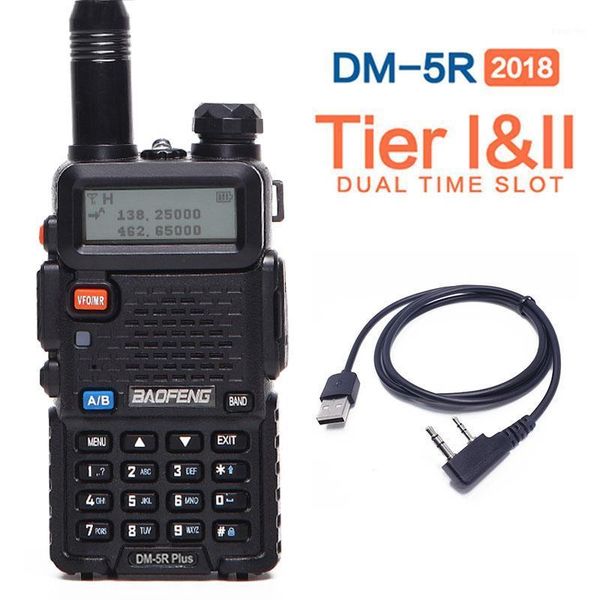 

2020 baofeng dm-5r plus tier 1 tier 2 digital walkie talkie dmr two-way radio vhf/uhf dual band radio +a usb cable1
