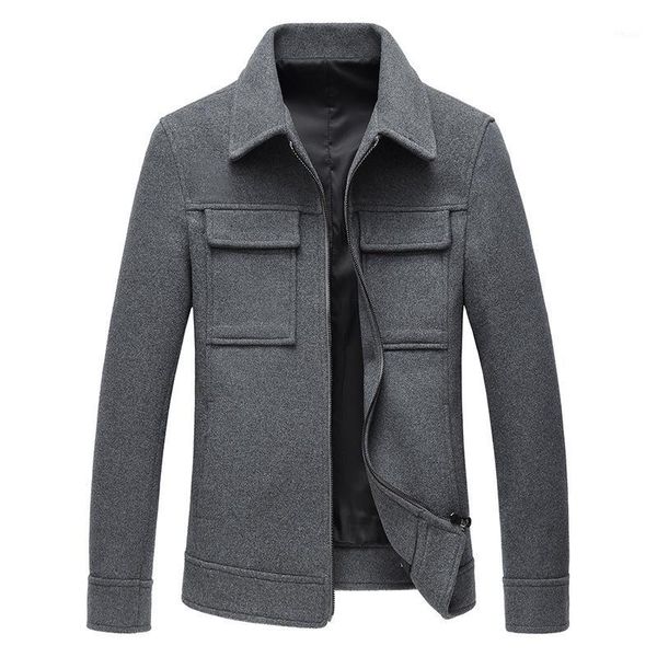

autumn winter grey woolen coat mens slim wool jacket long sleeve casual overcoat plus size blend coat male 3xl 4xl overalls men1, Black