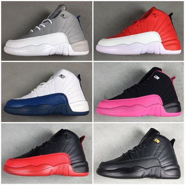 

kids sneaker 12 xii shoes cool grey vivid pink french blue gym red the master ovo cny flu game basketball shoes children boys girls, Black