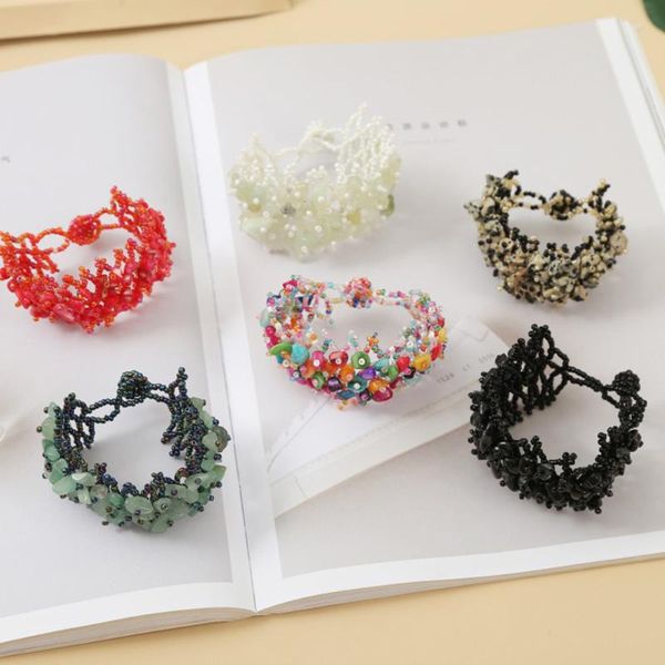 

tennis ethnic irregular natural stone crystal wrap bracelets for women handmade braided boho bangles pulseras mujer homme, Golden;silver