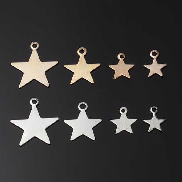 

50pcs copper small star charms 6 8 10mm gold rhodium color necklace bracelet pendant supplier for diy jewelry handmade findings h wmtgzt