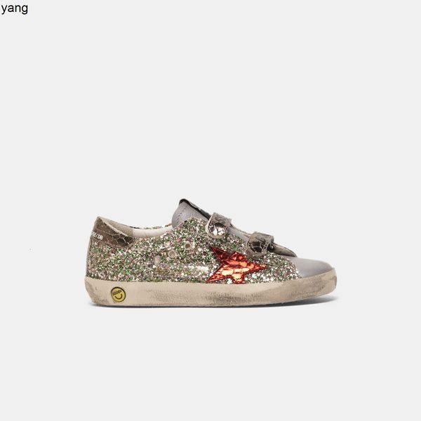 

autumn winter new sequins worn-out small dirty parents and children's casual board shoes low velcro