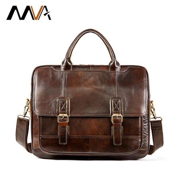 

mva men's briefcase leather computer bag office bag handbag messenger soft leather luxury high-end men's ing