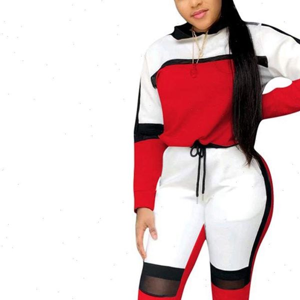 

2021 women tracksuit hoodies sweatshirt long sweatpants sets color patchwork sweatsuit 2 pieces outfits set jogger hooded suits, Gray