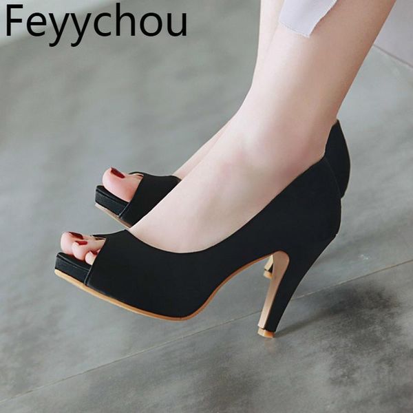 

women's pumps super high heel spring autumn peep toe thick heels slip on platform 2021 new fashion pink black big size34-44