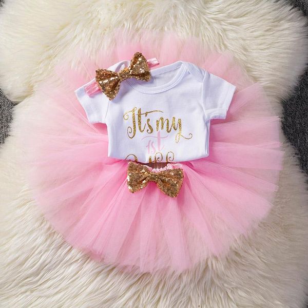 

clothing sets born baby 1st birthday party outfits kid girl one year tutu dresses for girls lush toddler suits, White