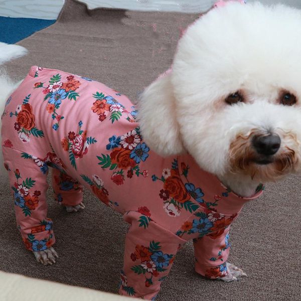 

dog apparel pet jumpsuit 100%cotton puppy clothes thin printed overalls for small dogs protect belly pajamas chihuahua bottoming shirt