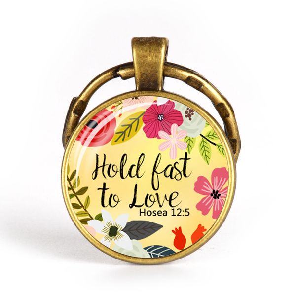 

glass verse pendant bible christian keychain chains spiritual quote antique bronze key ring scripture faith jewelry, Silver