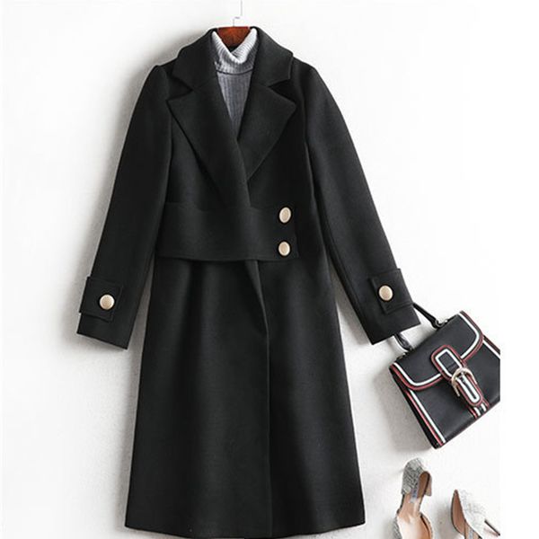 

2021 new the latest autumn aand winter wear black psize classic wool elegant fine coat ctg4, Black;brown