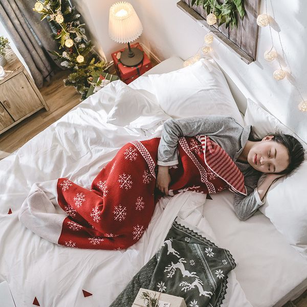

red deer christmas stockings creative sleeping bag knitted thread warm sofa bed blankets mermaid tail blanket christmas gift