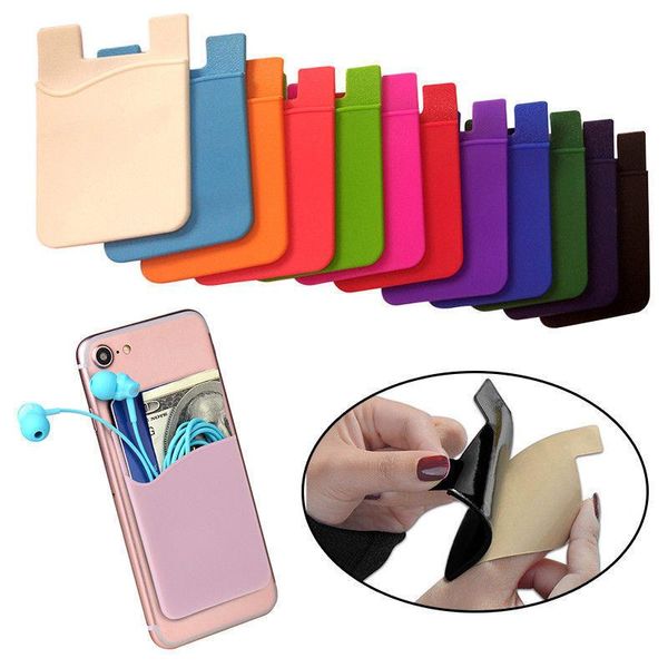 Custodie universali in silicone Wallet Card Cash Tasca portatile Sticker 3M Adesivo Stick-on ID Holder Pouch per iPhone Samsung MOTO LG Huawei XiaoMi OPPO VIVO Google