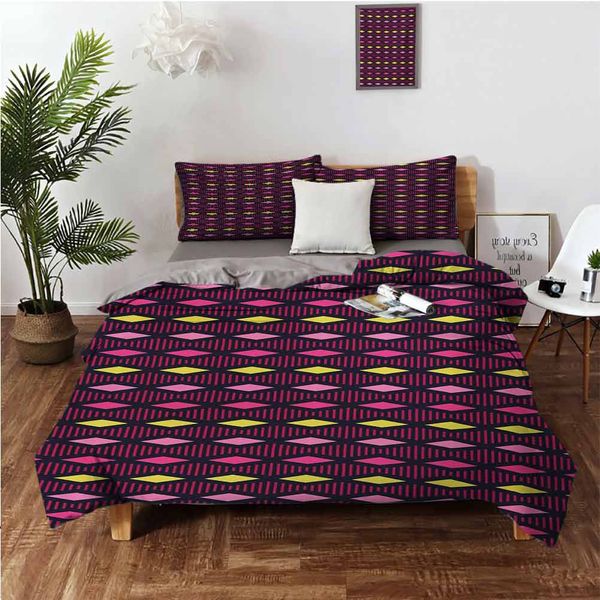 

abstract rhombuses and vertical stripes ornamental shapes grid style illustrationbedding 3-piece set