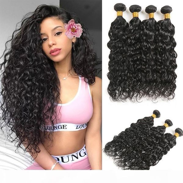 

water wave bundles brazilian 100% human hair weave bundles 1pcs human hair extensions non-remy hair wave bundles, Black