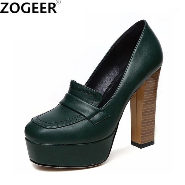 

autumn spring vintage high heels shoes woman platform pumps shoes black green heels ladies party office1