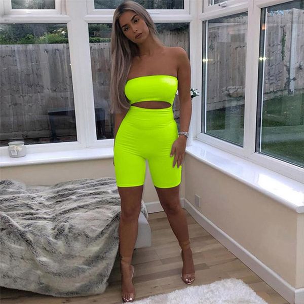 

women fitness solid 2 pcs set cropped tube and high waist skinny shorts 2 pieces set fashion casual sports, Black;white