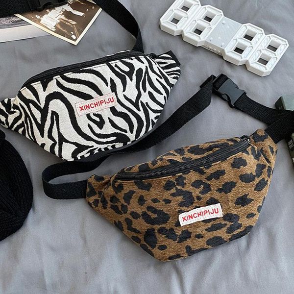

winter waist bag for women waist belt bags fashion zebra pattern crossbody chest bag phone pack trend girl shoulder fanny packs