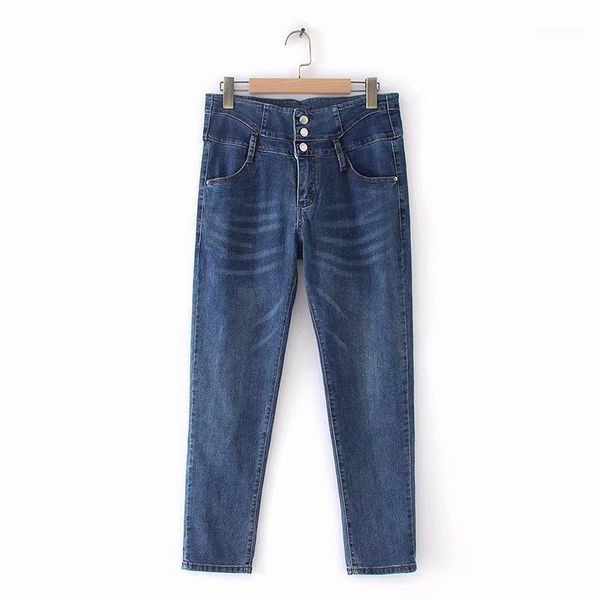 

plus size casual jeans 2019 autumn women fashion loose stretch denim ankle-length pants f31-x81411, Blue