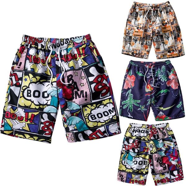 

men's shorts man beach summer casual swimming for men color collision loose funny drawstring pants l0423, White;black