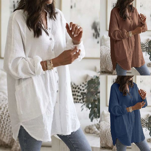 

sleeve women's long autumn button v-neck up shirt drs loose, Black;gray