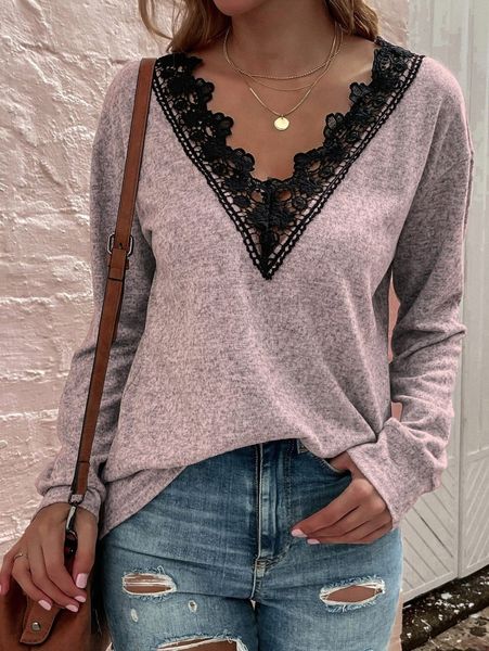 

guipure lace trim drop shoulder tee n6wp#, White