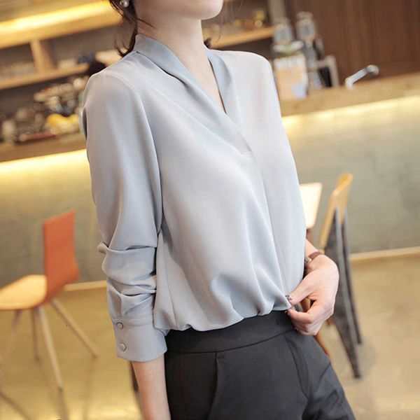 

women shirts long sleeve solid white chiffon office blouse women clothes womens and blouses blusas mujer de moda a403 201016