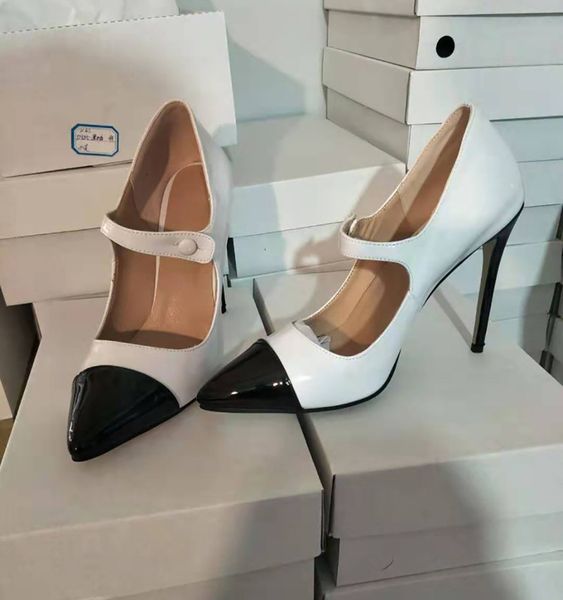 

handmade real pictures womens stiletto high heels dress shoes mary janes patchwork leather pointed-toe evening party prom fashion court pump, Black