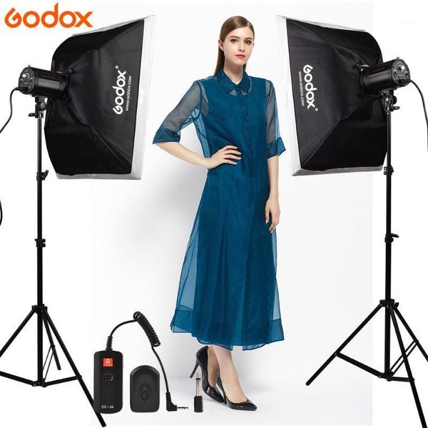 

godox 2*120ws 120di pro pgraphy studio strobe flash light + light stand + softbox 50*70cm dc-04 flash trigger studio kit1