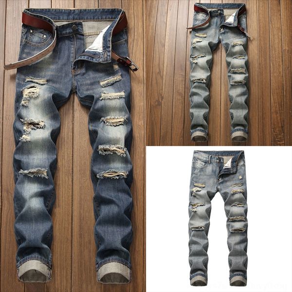 

kjdaz mens jeans blue hole jacket pants fashion italy rock skinny denim pants biker motorcycle man jeans style hole new ripped revival, Black