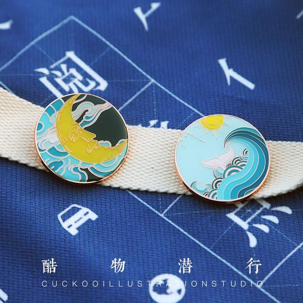 

pins, brooches noctilucent sun moon star cloud couple lovers brooch fashion jewelry romantic elegant party pin good gift, Gray