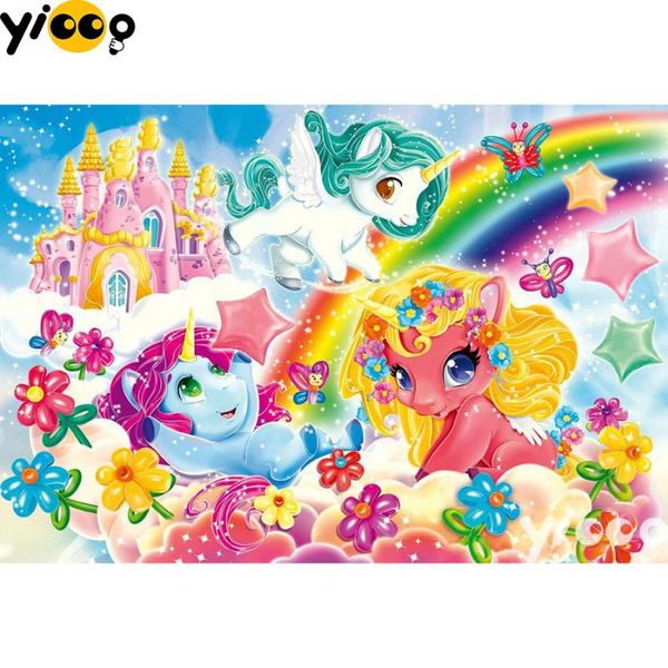

full square/round drill diamond painting unicorns on rainbow 5d diy diamond embroidery rhinestones mosaic decoration bx1102