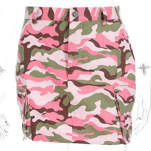 

focal20 women camo denim mini pockets skirt streewear high waist short bodycon skirt summer 2018 cotton fashion camouflage1, Black