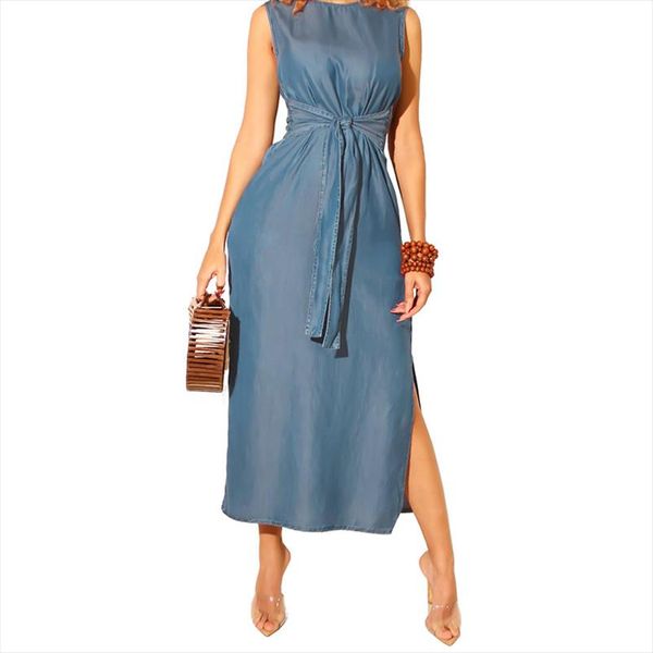 

long jeans denim dress summer 2020 comfortable soft sundress bandage tunic vintage clothes for women robe femme vestido, Black;gray