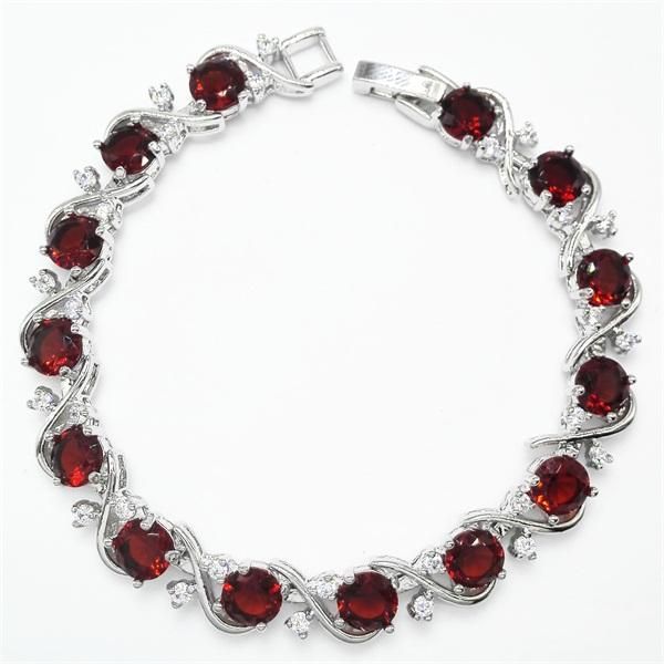 

new 2020 luxury sparkling red cubic zirconia silver plated bracelets & bangles pulseras, Black