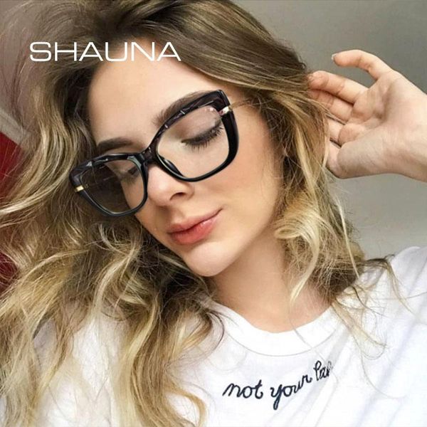 

sunglasses shauna anti-blue light crystal faceted glasses frame fashion women tr90 cat eye optical frames spring hinge, White;black