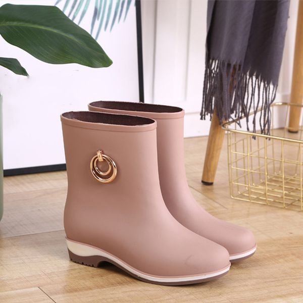 

2021 new women rain ankle boots non ladies waterproof shoes short boot fashion pvc slip on woman shoe 1 4l8f, Black