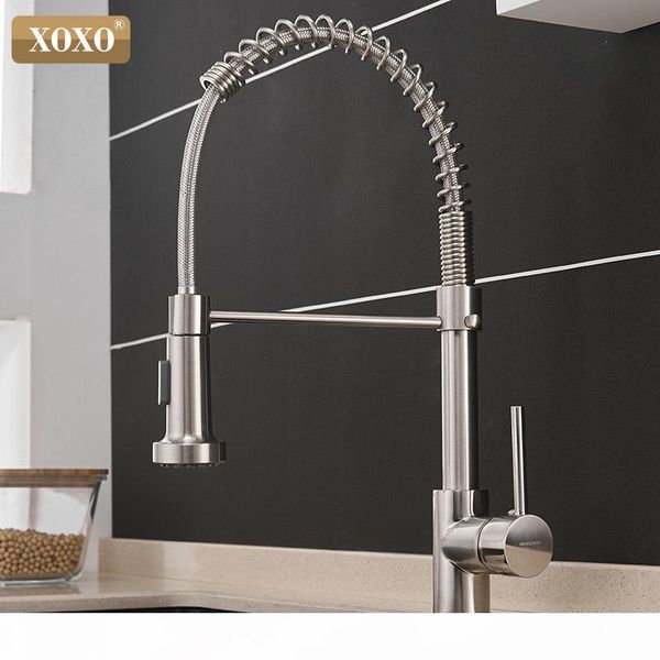 

xoxo kitchen faucet pull out cold and brushed nickel torneira rotate swivel 2-function water outlet mixer tap 1343a-s t200423