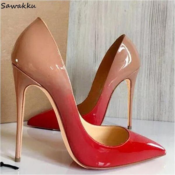 

dress shoes sawakku so kate nude women pointed toe high heels gradient color pumps italian stiletto ladies evening party, Black