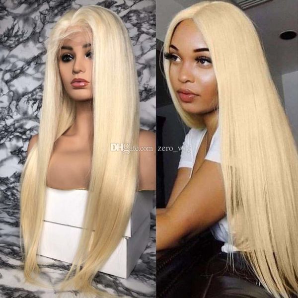 

silky straight blonde human hair wig for white woman swiss lace glueless full lace wigs with comb and straps #613 lace front wig, Black;brown