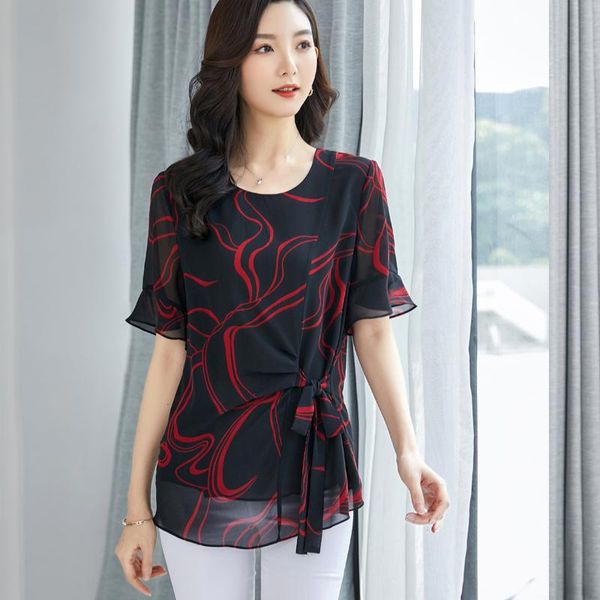 

весна streetwear o-образным вырезом шифон плюс размер белых женщин рубашка рассыпчатая дамы блузки женские рубашки, White