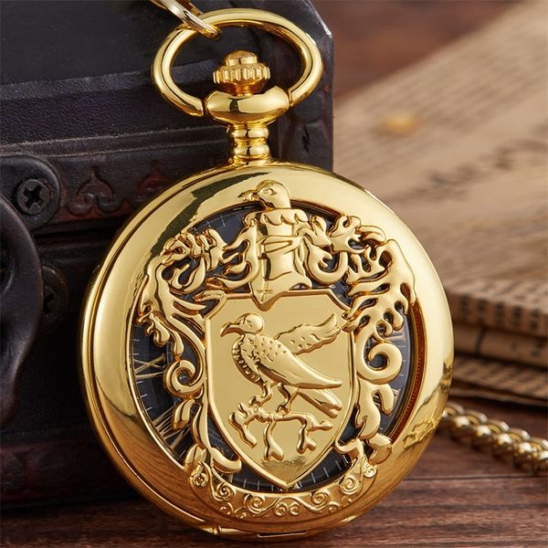 

vintage gold mechanical pocket watch laser engraved clock hand winding men women fob watch chain necklace pendant t200502, Slivery;golden