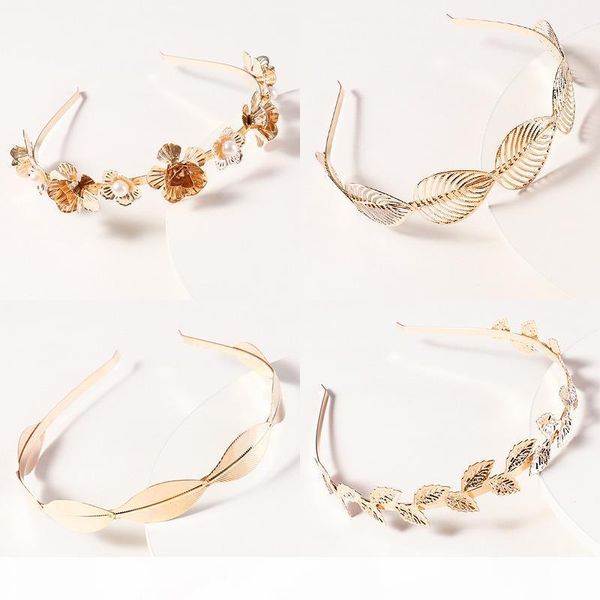 

western fashion retro hair bands for women wedding metal gold leaf butterfly hair headbands girls bride hair accessories, Black;brown