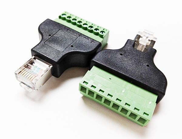 Spina maschio Ethernet 8P8C RJ45 all'adattatore connettore terminale AV per radio CCTV/2 pezzi