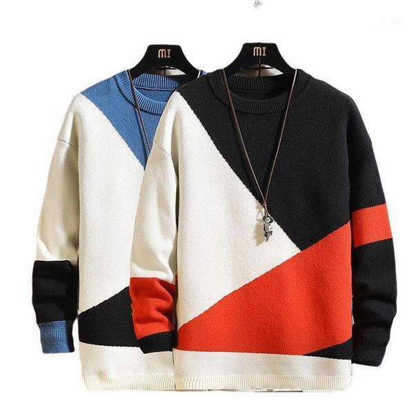 

oversized men's pullovers sweater autumn new fashion sweater men round neck knitted size  - 7xl1, White;black