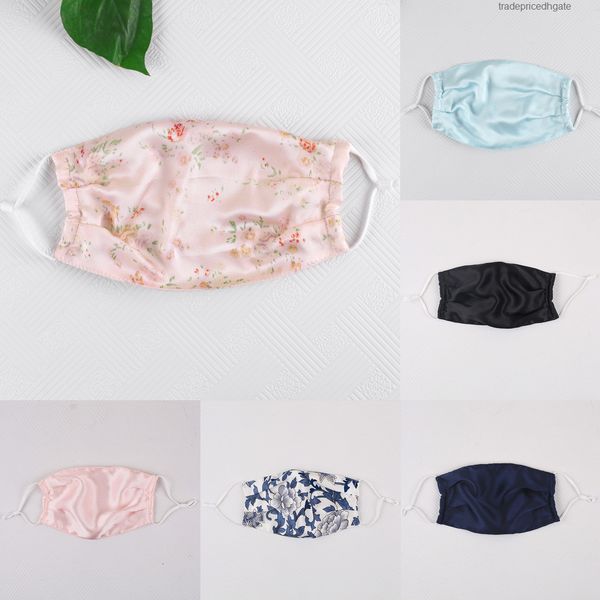 

silk dustproof print mask fashion floral sun-resistant face masks women summer thin mouth xpyx
