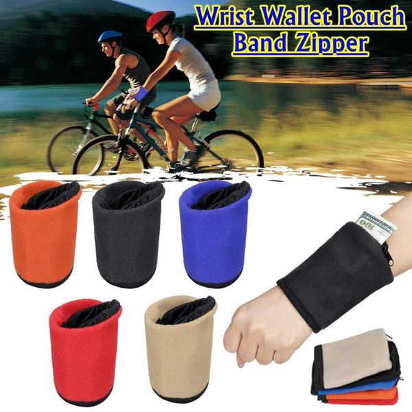 

waist support wristbands sport sweatband zipper wrist wallet for running basketball tennis sweat brace wraps guard outdoor, Black;gray