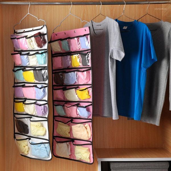 

42 grid foldable wardrobe wall door back hanging bag underwear sock tie pants hanging shoe storage organizer sundries pouch1