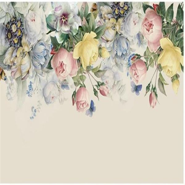 

custom 3d murals wallpaper for living room hand painted retro rose wallpapers tv background wall1