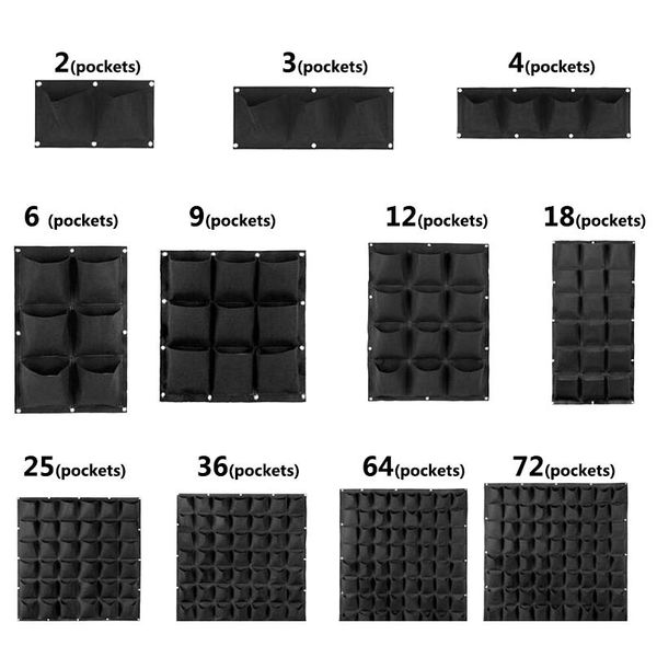 

3/6//18/36 pocket vertical garden plant grow wall bags planter flower fabric pot indoor hanging black tools home fab bbyyyz